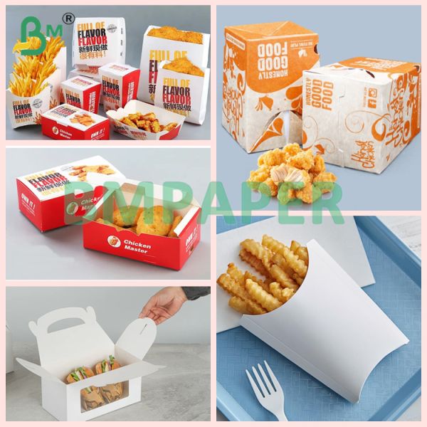Oil & Grease Resistance White Cardstock French Fry Holder Paper 245gsm Oil & Grease Resistance White Cardstock French Fry Holder Paper 245gsm