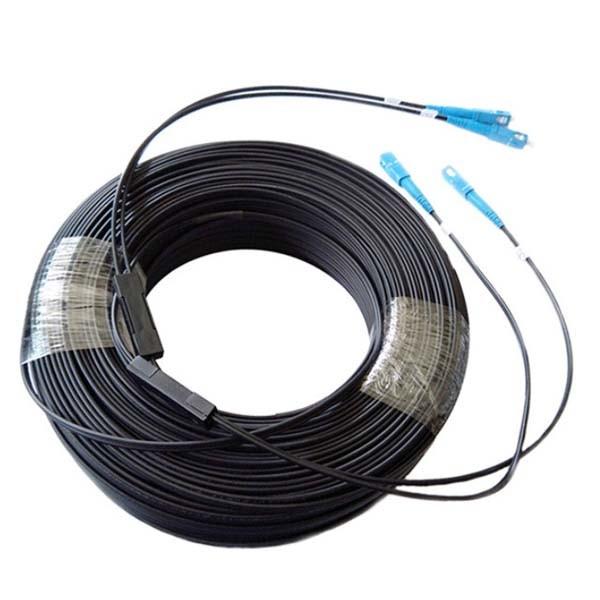 Bainha do preto do cabo pendente G657A GJXFH de cabo de remendo da fibra ótica do único modo de Ftth