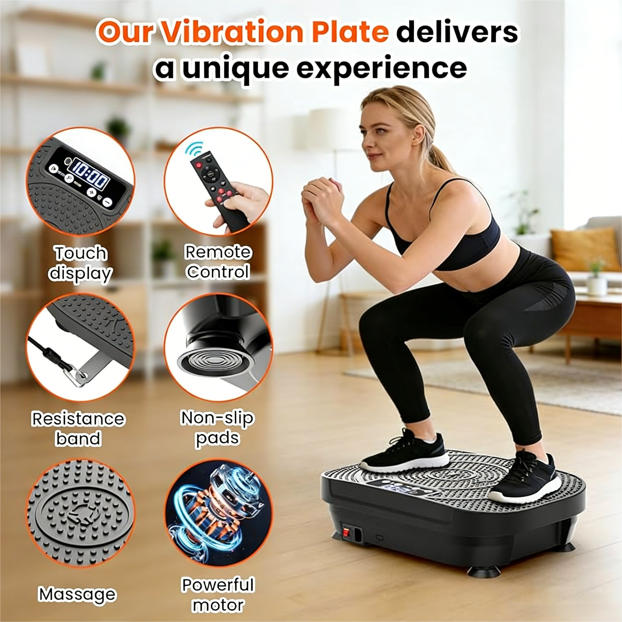 Vibration Plate Exercise Machine with 120 Speed Levels & 9 Auto Modes