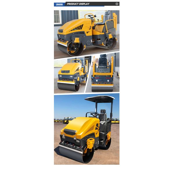 New 2Ton Ride-on Road Roller Construction Machinery Hydraulic Small Road Roller Diesel Double Drum Roller Compactor