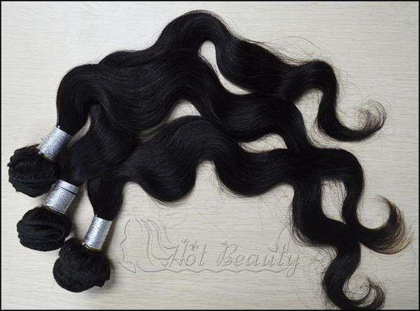 Remy Virgin Human Hair Extensions Natural Black , Peruvian Human Hair