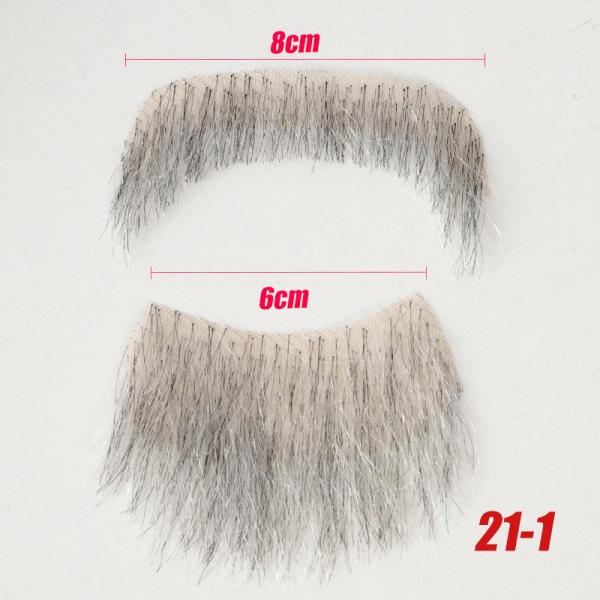 Full hand-woven fake beards, seamless men's fake mustaches, human hair-like fake eyebrows, and sideburns for film and television props