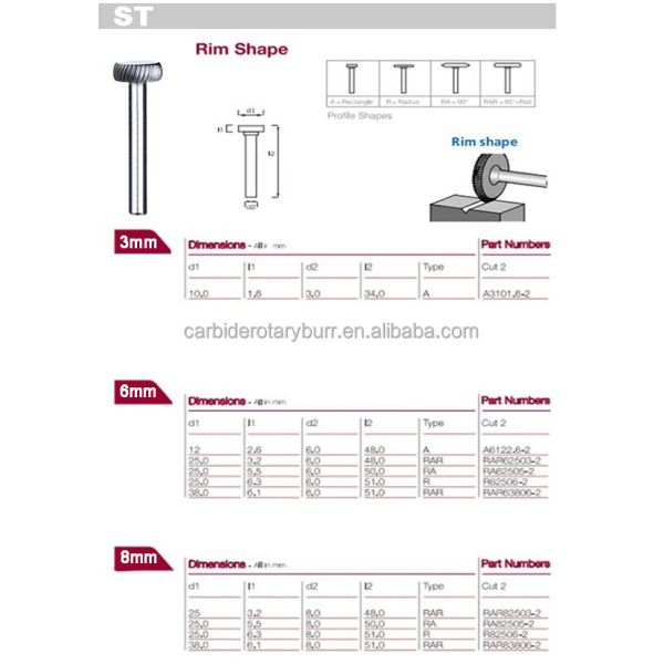 Customized High Quality  Power Tools Parts Gold Coated Electric Hardware Grinding Tool Yellow Coating Tungsten Carbide Burrs