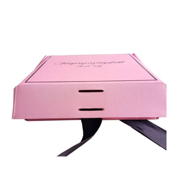 Pink Ribbon Closure Corrugated Gift Box For Girls Dress / Hair Extension