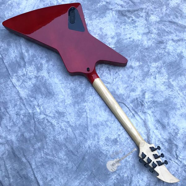 Custom Electric Guitar Rosewood Top Covered Black Hardware in Burgundy Customized Logo Shape