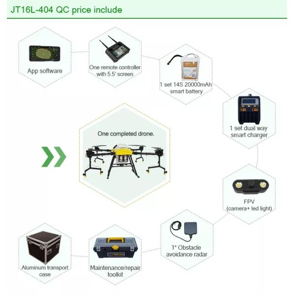 4 Axis Agricultural Spray Drone 16L Aircraft Mist Agriculture Farm Sprayer