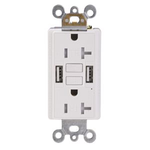 20A GFCI Electrical Outlet Tamper Resistant 5V 2.4A USB Receptacle Module Unit
