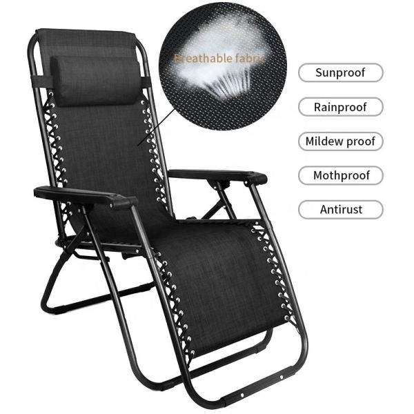 Steel Tube Textilene Sun Lounger Water Repellent For Seaside