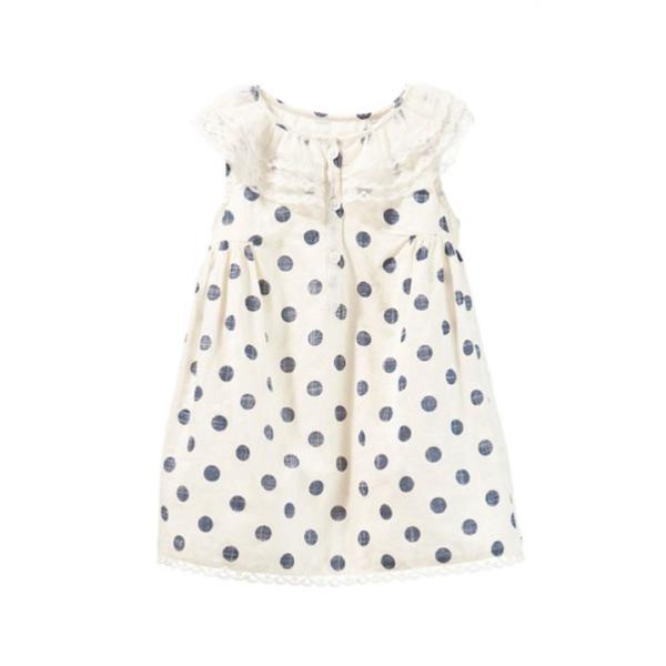 Lovely 100% cotton polka dot sleeveless kids girl casual summer dress