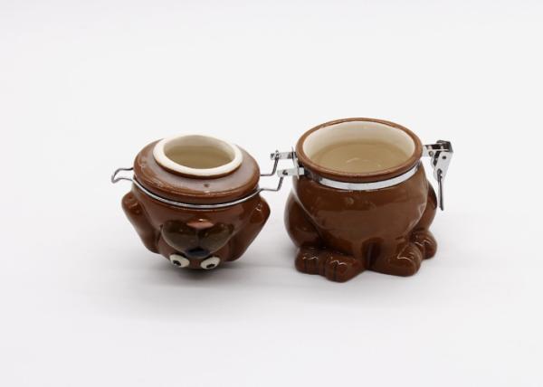 Dog Shape Ceramic Kitchen Canisters Tea Coffee Sugar Canisters With Metal Clip