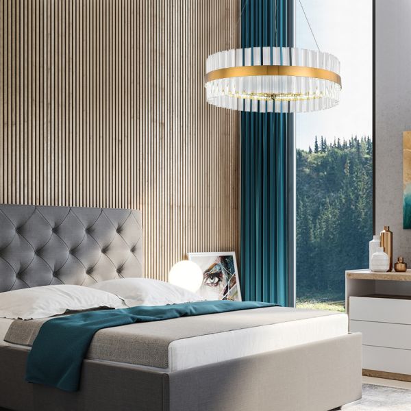 Black Gold Modern Pendant Light  Round Crystal Pendant Light 50 / 60hz