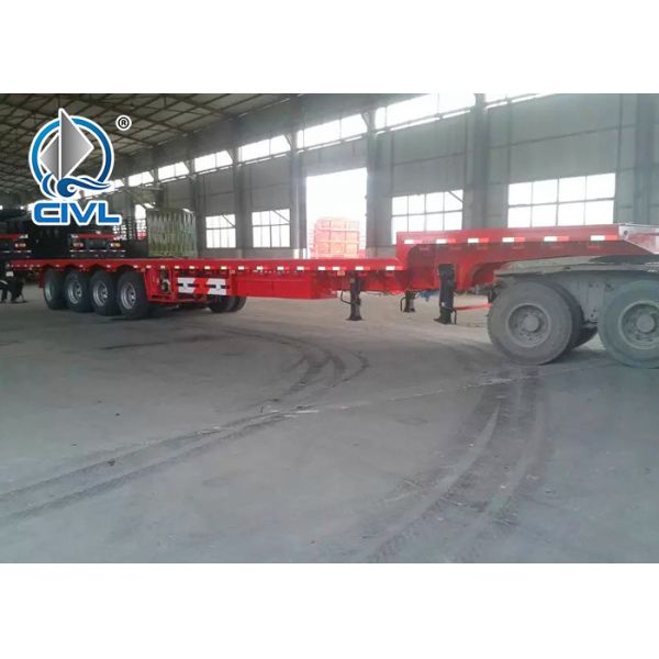 4 Axles Flatbed Manual Semi Trailer Trucks with Four Double Air Chamber