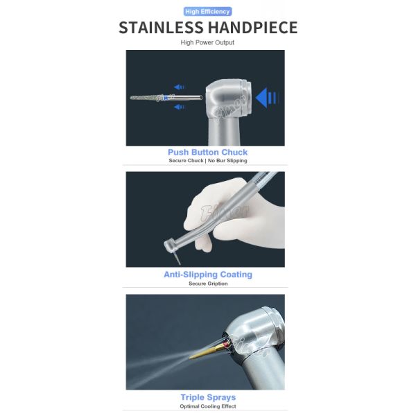 Нержавеющая сталь ручная кладь Керамический шариковый подшипник Трехразовый зубной ручная кладь