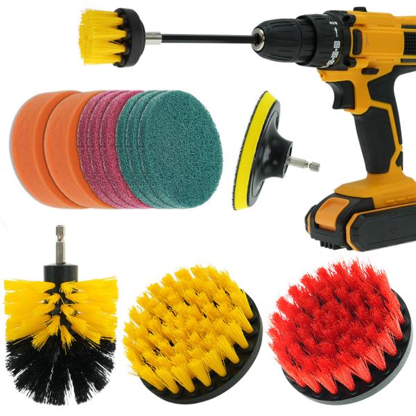 Exw Price 14Pcs Drill Brush Set Cleaning Kitchen Power Scrubber Set
