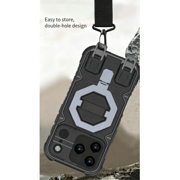 Rugged Outdoor Phone Case with Industrial-Grade Shockproof Protection, Magnetic Kickstand, and Lanyard Hole