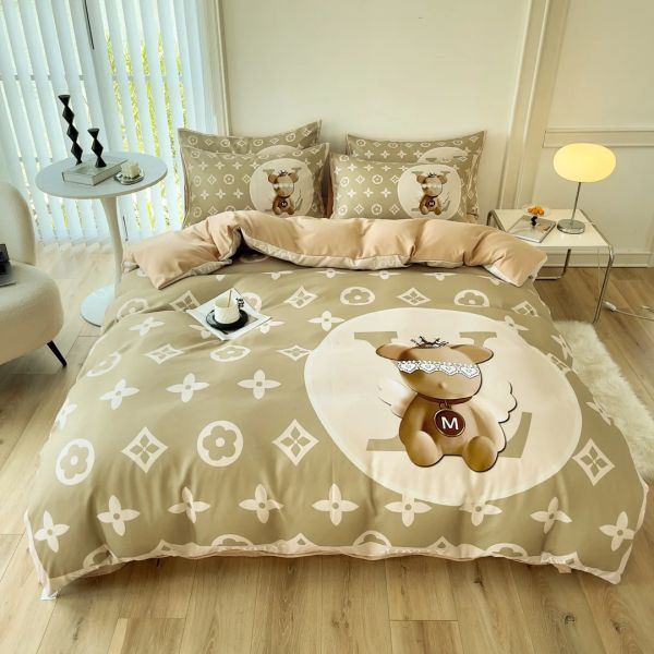 Популярность Пахта 4-в-1 постельное белье набор коричневый белый королевский размер Покрытие одеяла постельное белье