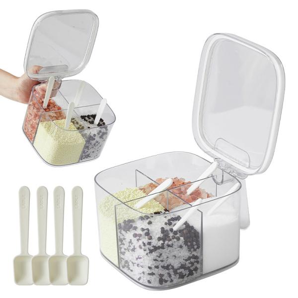 Kitchen Storage Salt Container With Lid And Spoon
