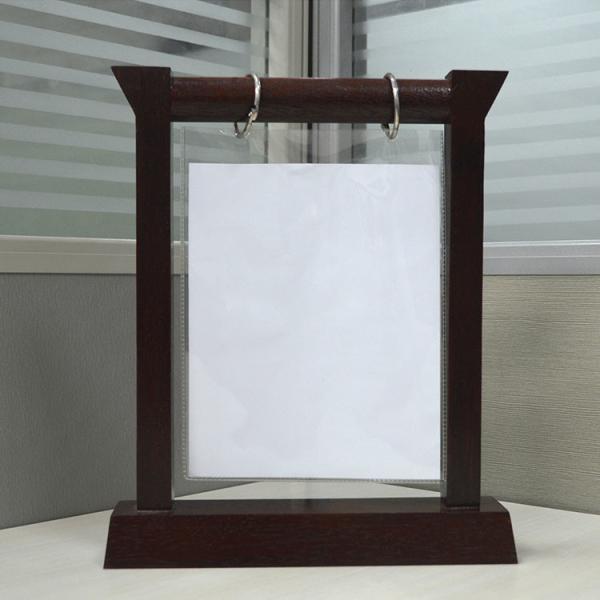 17 Years Original Factory With PVC Pocket Bag Flip Wooden  Restaurant Card Menu Holder Wholesale