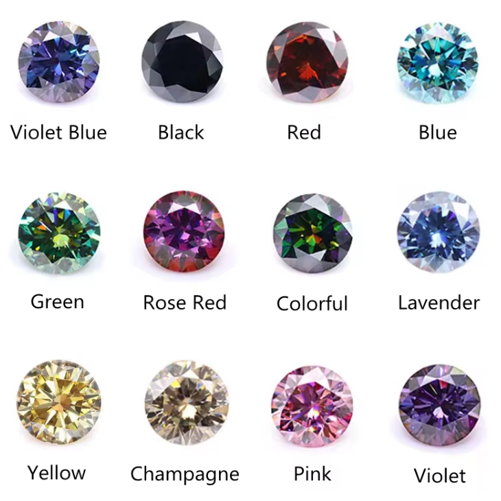 Драгоценный камень форма овальная 2-10ct Белый круглый резкий свободный мойсанит для обручальных колец