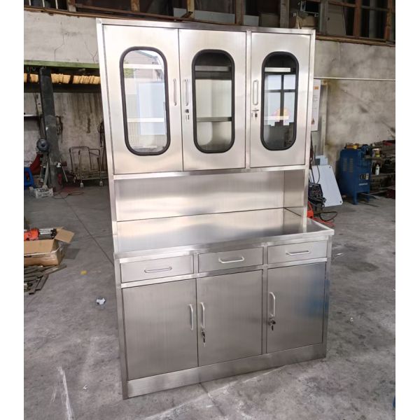 錠前付きのガラスドアと引き出しのステンレス鋼の医療機器キャビネット