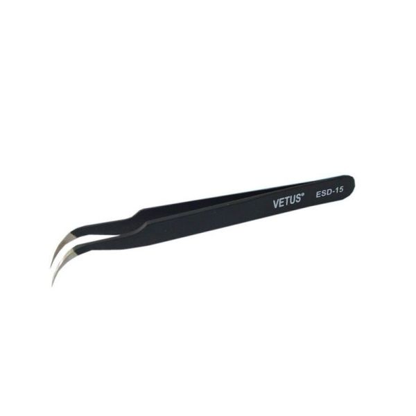 ESD Precision Tweezers Stainless Steel Assembly Tools Black Color HRC40 Rigidity