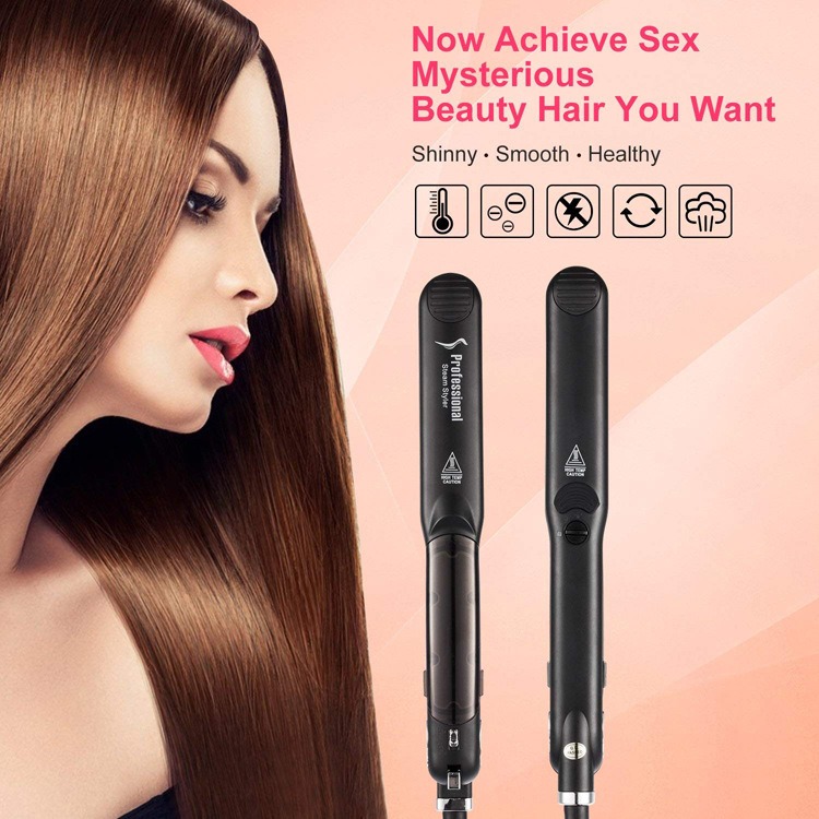 Professional Electric Hair Steam Straightener Flat Iron Fast Heating Ceramic Plates for Household Outdoor Use Soft Smooth