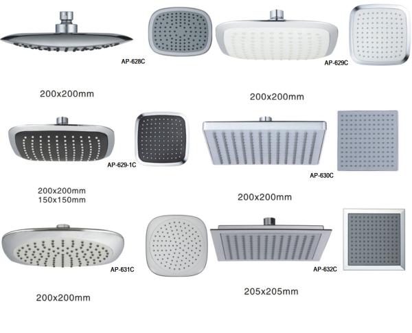 200MM X200MM Plastic ABS Square  Rainfall  Shower Head  With Brass Ball Joint,Luxury Bathroom Ceiling Shower