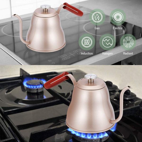 Stainless Steel Coffee Kettle With Thermometer 1.2L 40oz  Eco - Friendly