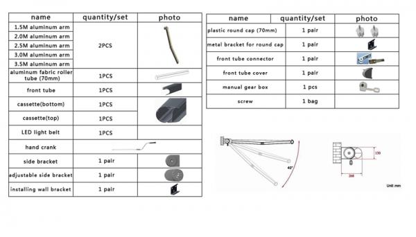 Toldo retractable al aire libre de la todo-tarjeta resistente un toldo comercial para los restaurantes