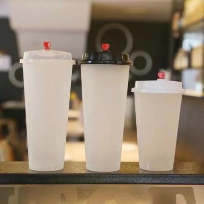 Copo de plástico descartável sem BPA, redondo e com tampa