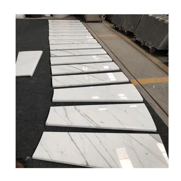 Polished Finish White Marble Stairs with Glass Railing from Italy ODM OEM Offered