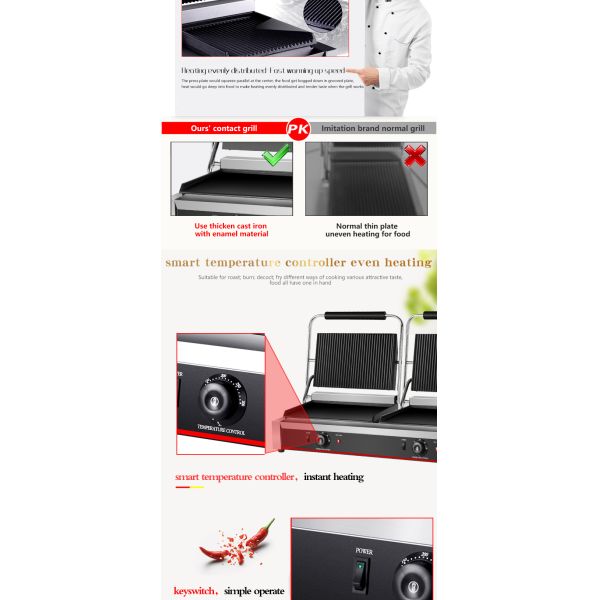 Электрический грейдер с неклеящимся эмалированным покрытием для торгового тостера сэндвичей с стейком