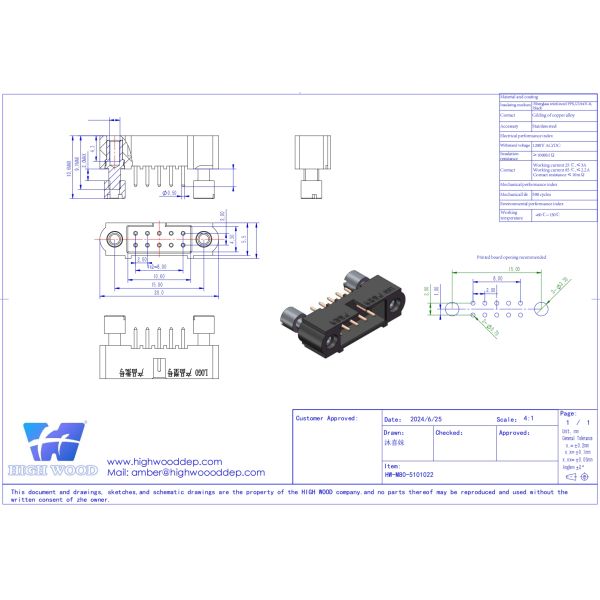 HW-M80 Connectors , M80-5101022 2mm Pitch Rectangle Connector