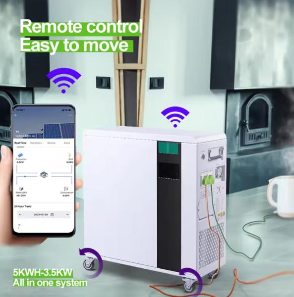LCD Display Removable All In One LiFePO4 Battery Pack3000W 5000W Hybrid Off Grid Solar Energy Systems Home