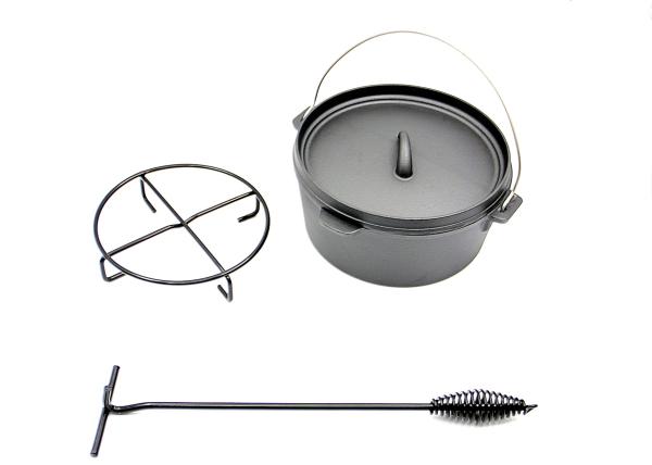 Pre-seasoned Cast Iron Dutch Oven with Stainless Steel Handle