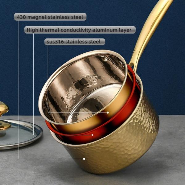 Kitchen 18 / 10 Stainless Steel Milk Pot For Cooking With Pot Cover