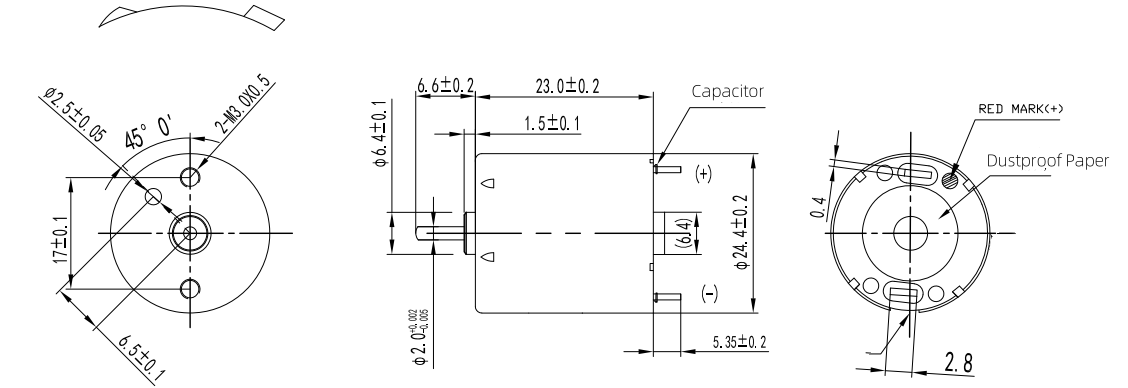 RK-323 24mm 6800RPM High Speed Mini DC Motor , Magnet Brushless Motor