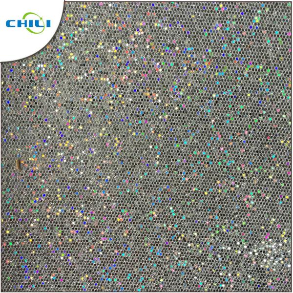 Wholesale New Design Pu Rexine Mesh Glitter Fabric Price