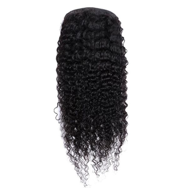Vigorous Real Brazilian Kinky Curly Wrap Around Ponytail Human Hair Extensions Black