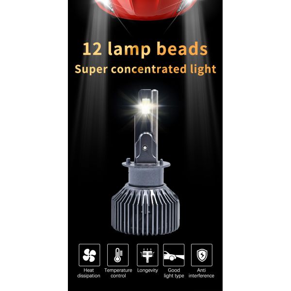 High Quality 90 Watt LED Headlight Bulb White Light Auto Lighting System Full Capacity M3 H1 6500Lm Aluminum H4 LED Headlight