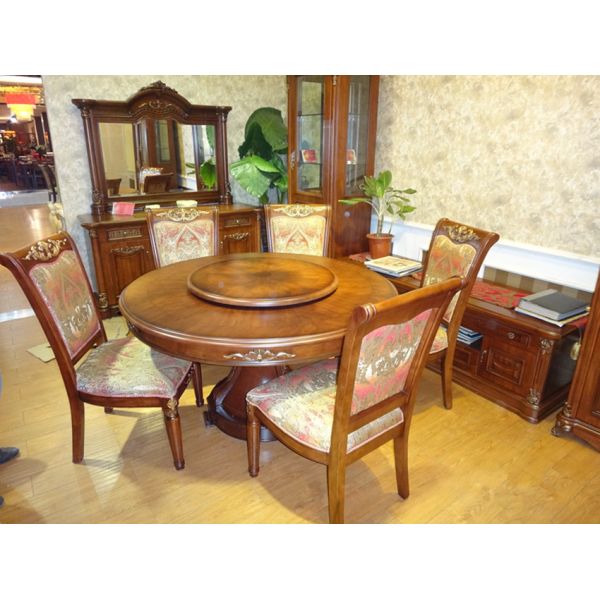 Dia 1.5m 1.3m 1.2m Luxury Wood Dining Room Sets With 6 Chairs
