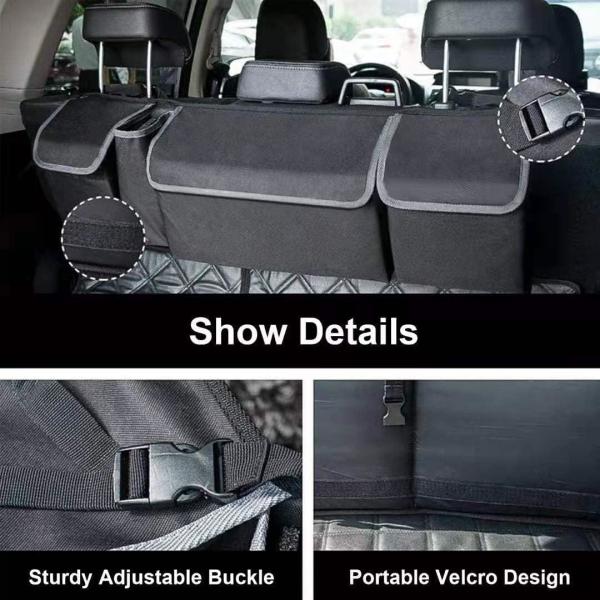 Premier SUV Truck 4 Pockets 2 Mesh Pouches Car Trunk Hanging Back Seat Storage Bag Organizer