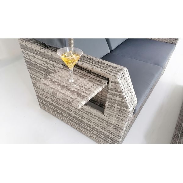 Leisure Outdoor Rattan Double Sun Bed Rattan Wicker Chaise Lounge Daybed With Canopy