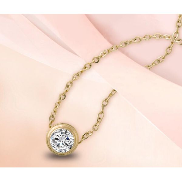 Diamond Pendant Necklace Rose Gold Stainless Steel Necklace 450mm length necklace