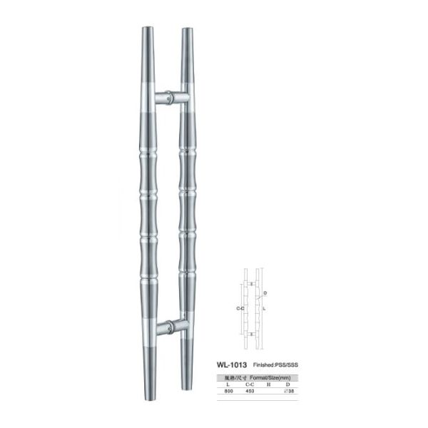WL-1013 bamboo SUS304 Stainless Steel entry door handles set glass door handle L800 sss