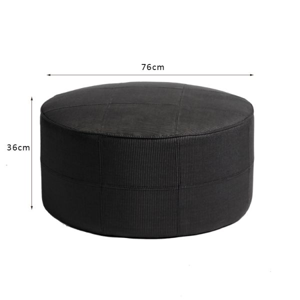 Waterproof Fabric Living Room Round Fabric Ottoman H36cm