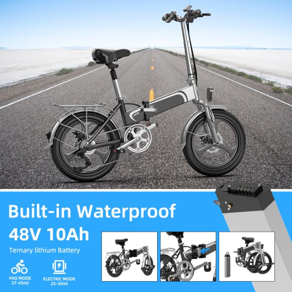 20in Lightweight Electric Folding Bike 125kg Loading With 7.5AH Hiddenbattery