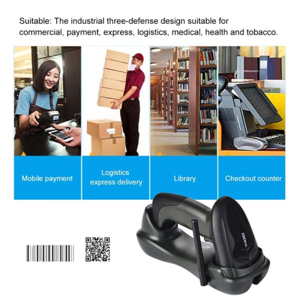 Wireless Laser 1D Barcode Scanner 433MHZ Plug And Play For Store YHD-5300LM