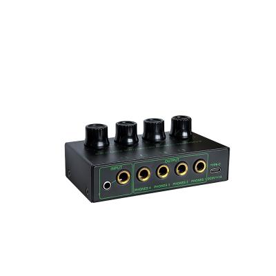 4-Way RGB Monitor Headphone Amplifier Stereo Audio Sound Card & Mixer Audio Headphone Distributor