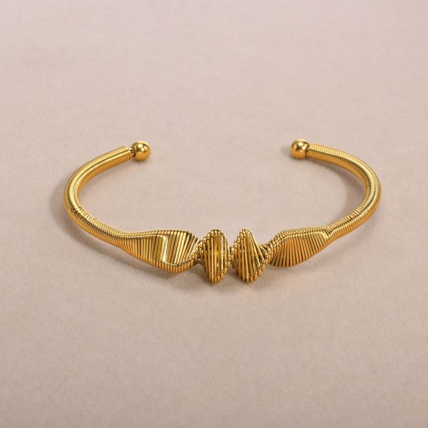 Brassière en acier inoxydable doré 18K Bracelets en spirale réglable pour femmes